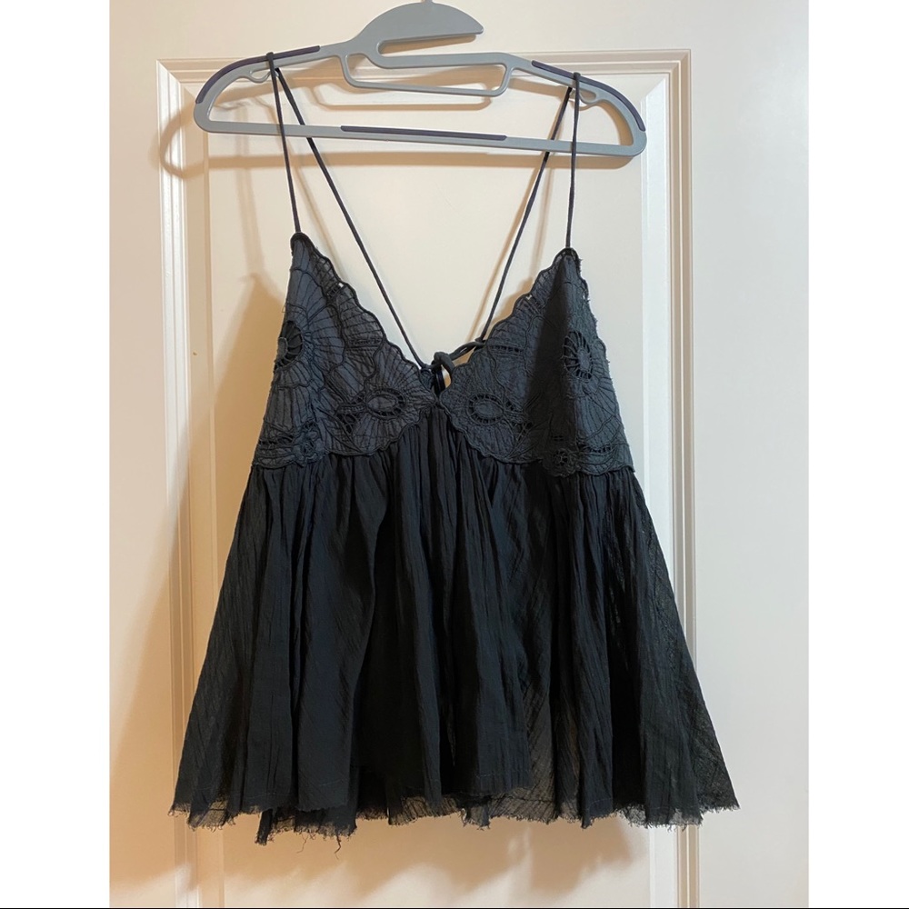 Free People Black Tie Top! Great Condition